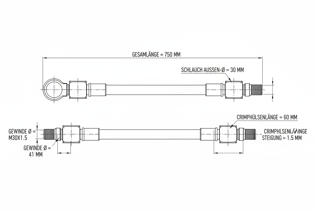Oil Pipe Assembly 612600013199 - Dimension diagram