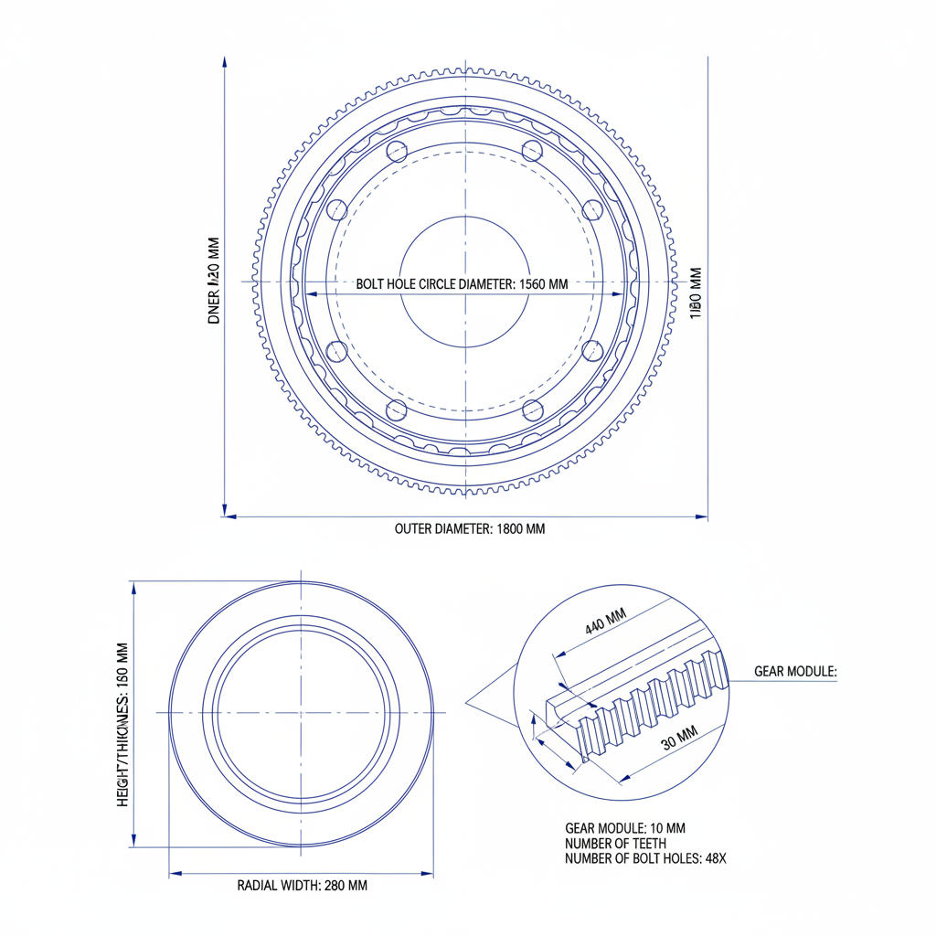 Slewing Bearing J000097 - Dimension diagram