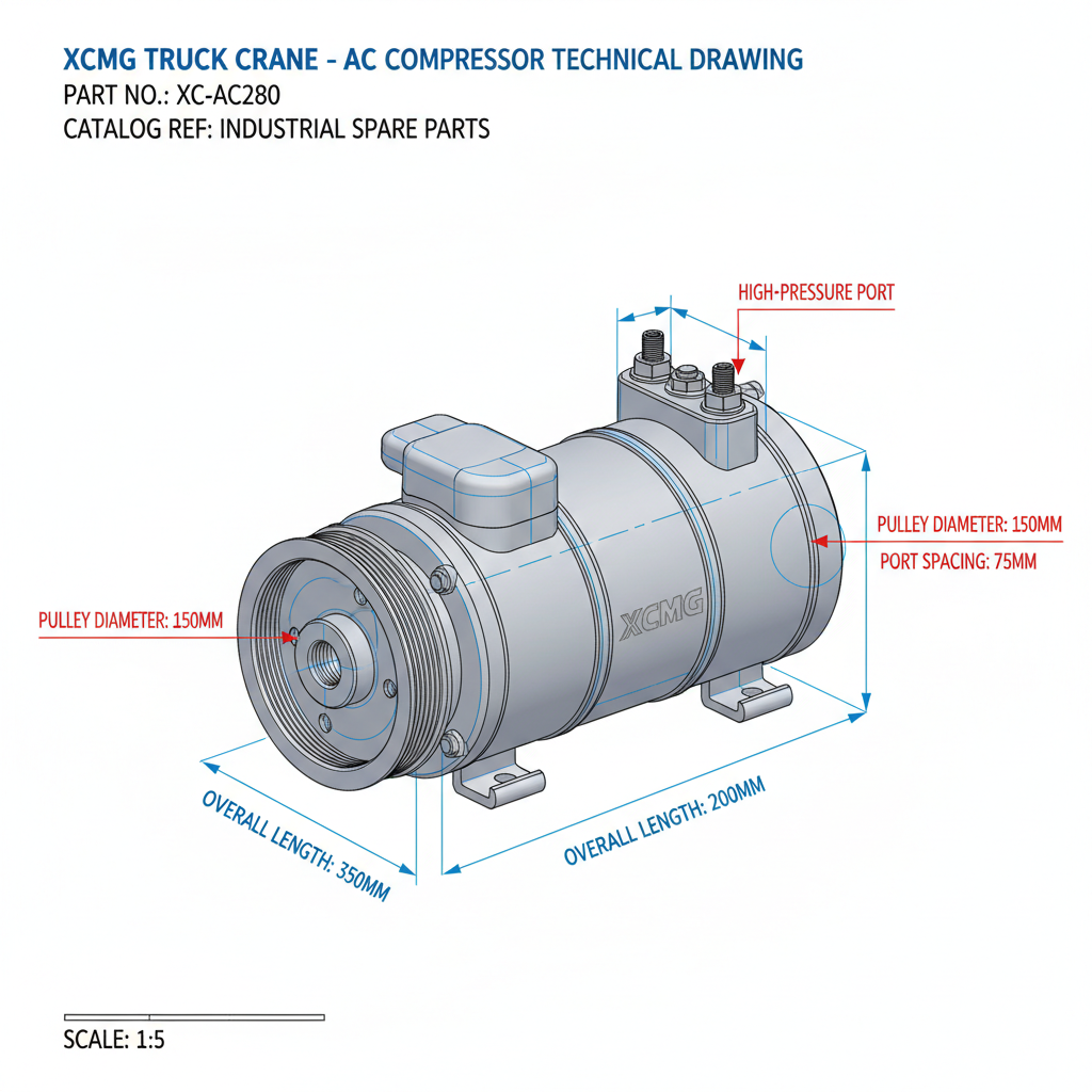 800166822 AC Compressor - Dimension Diagram