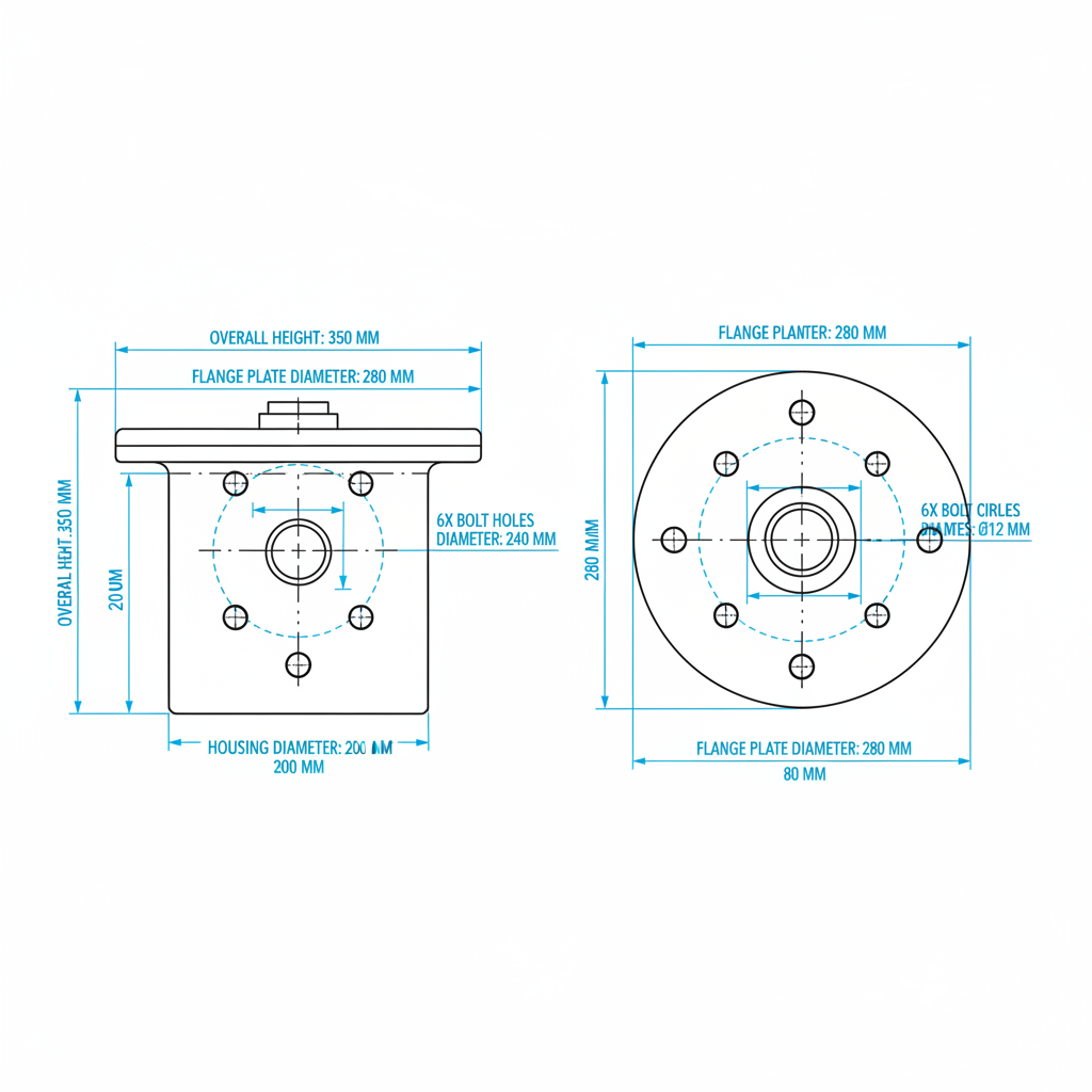 Main Reducer Assembly 275101986 - Dimension diagram