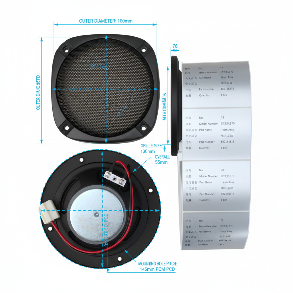 802138315 Horn Assy - Dimension Diagram