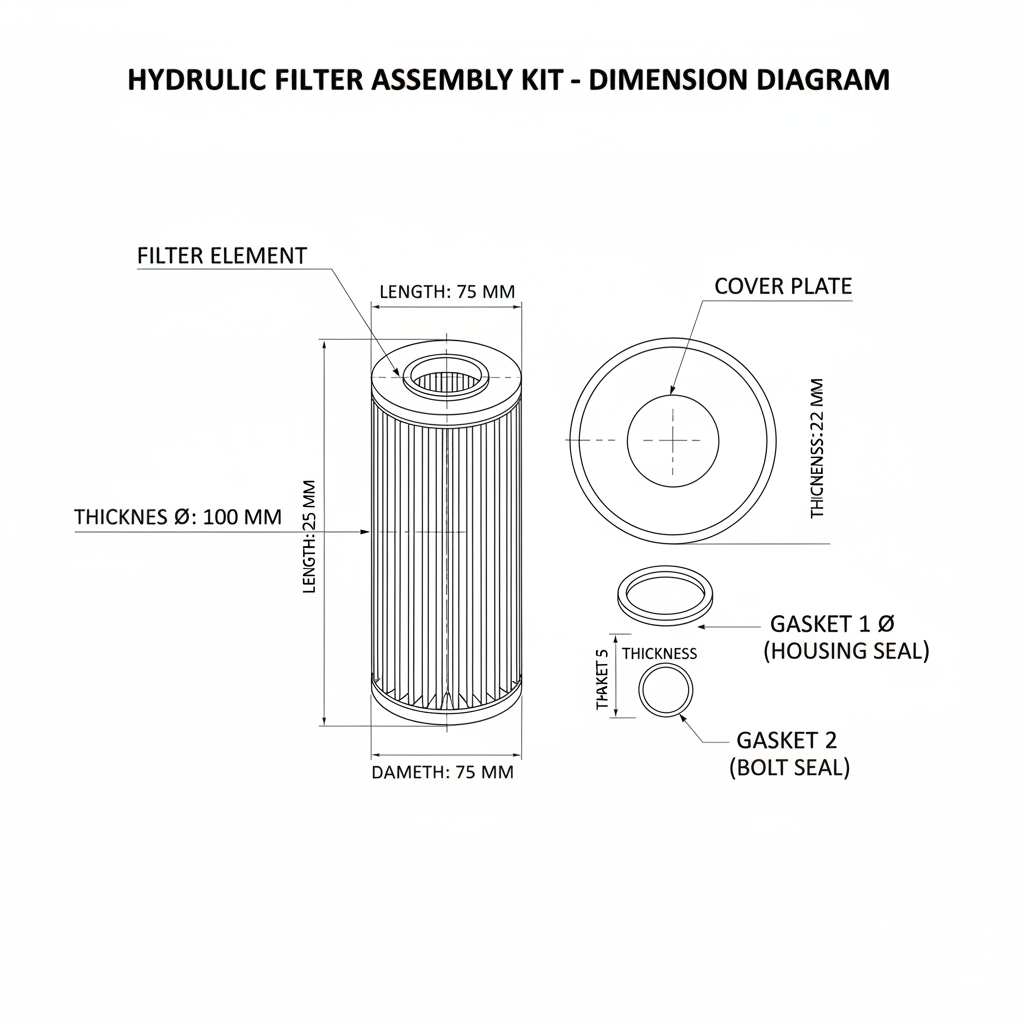 Hydraulic Filter Assembly Kit - Dimension diagram