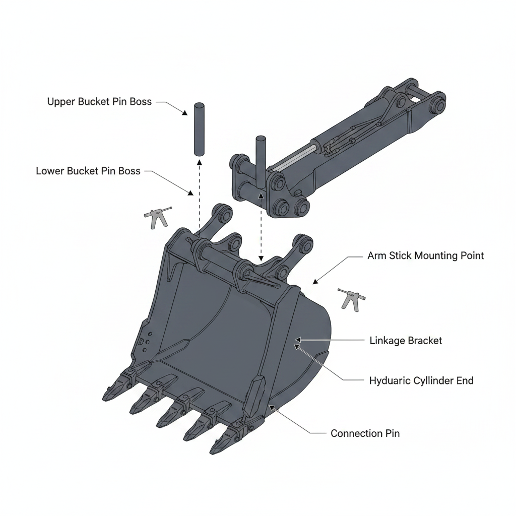 Excavator Digging Bucket - Installation Diagram