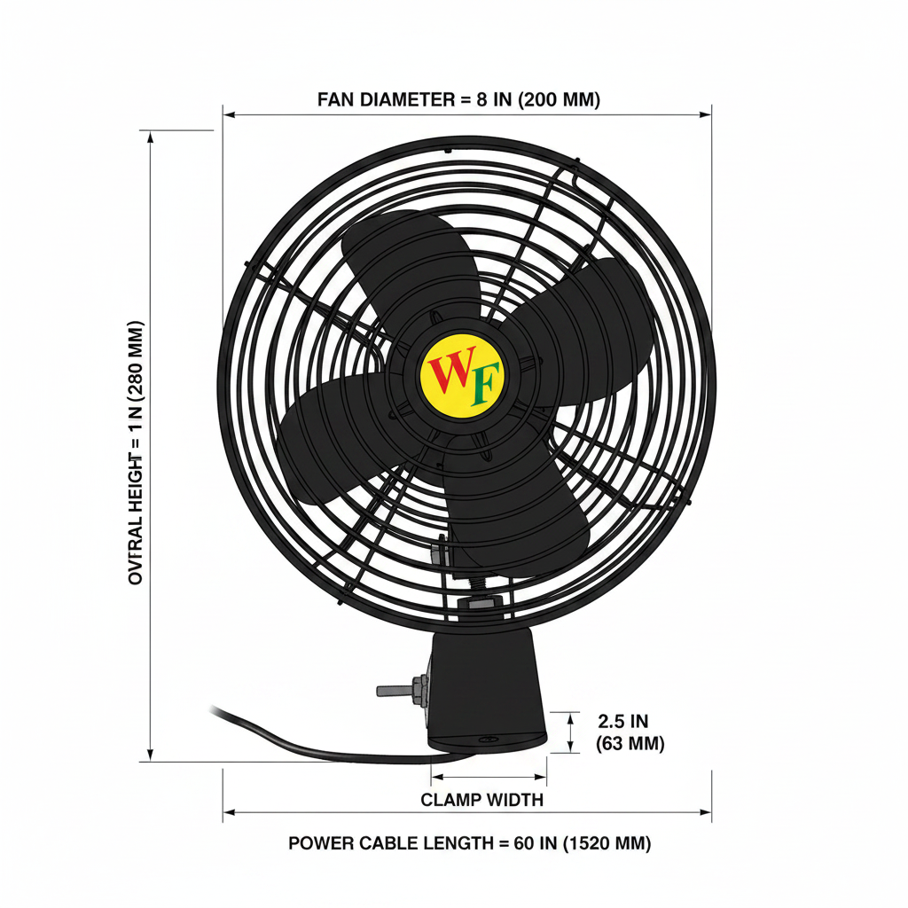 Cab Fan Assembly - Dimension Diagram