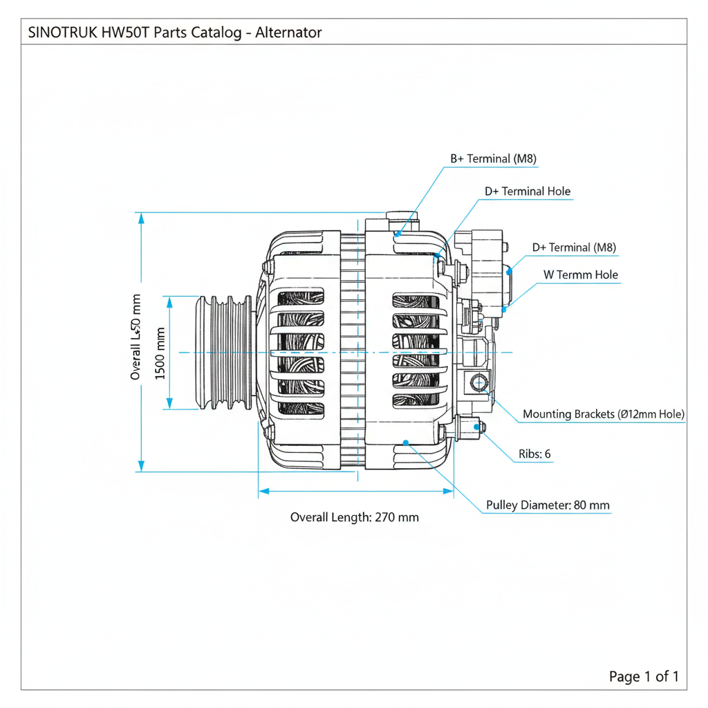 HG1500090093 SINOTRUK Alternator - Dimension Diagram