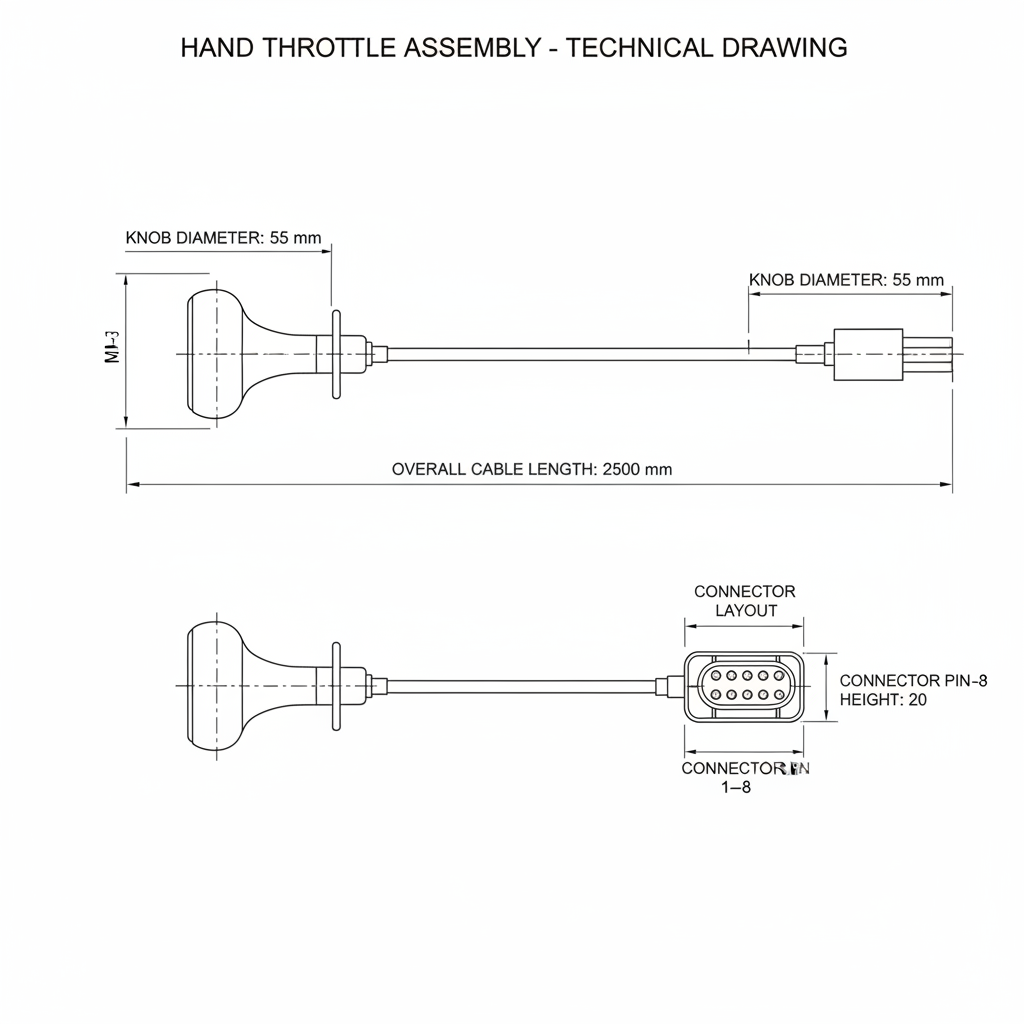 Hand Throttle Assembly - Dimension diagram