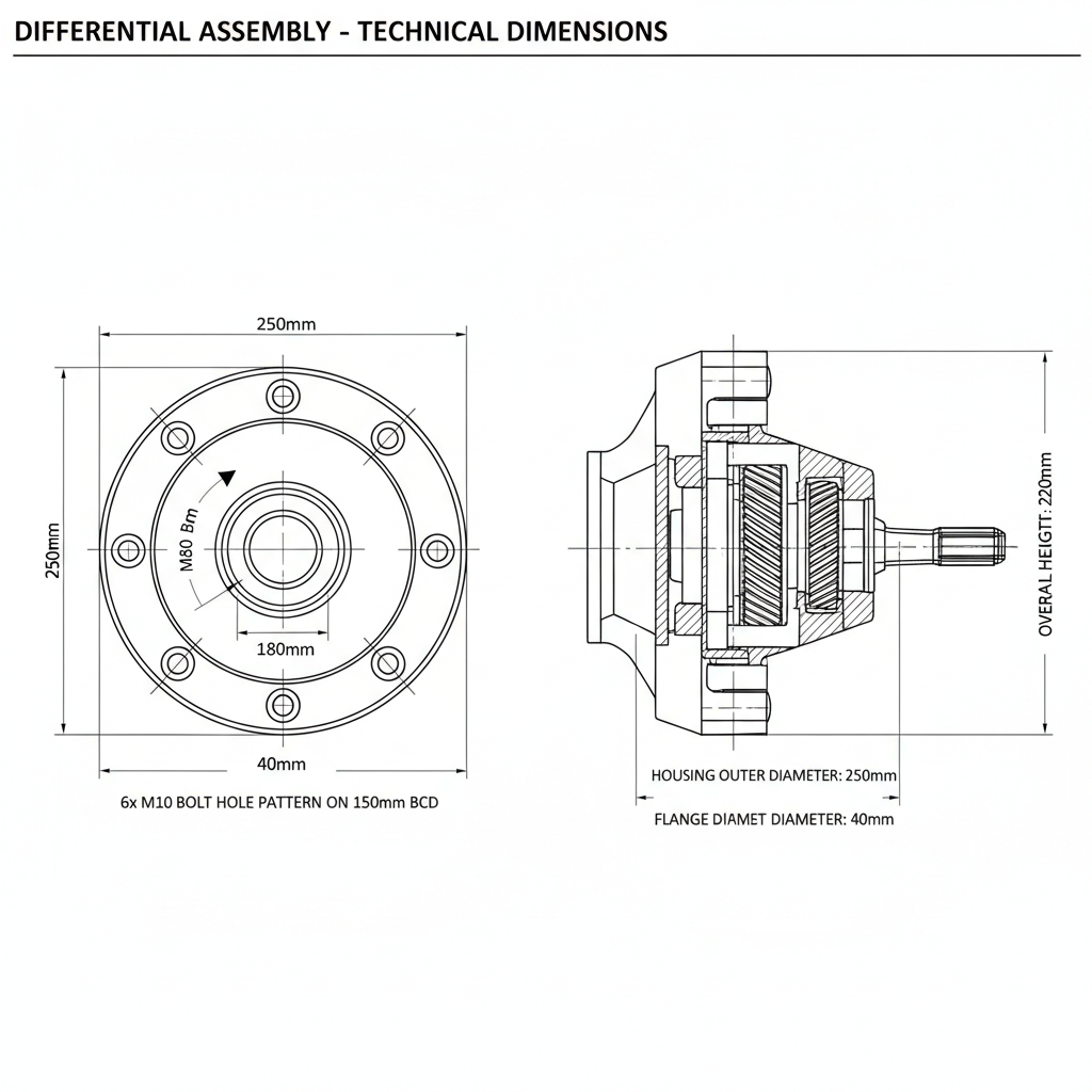 Differential Assembly 275101798 - Dimension diagram
