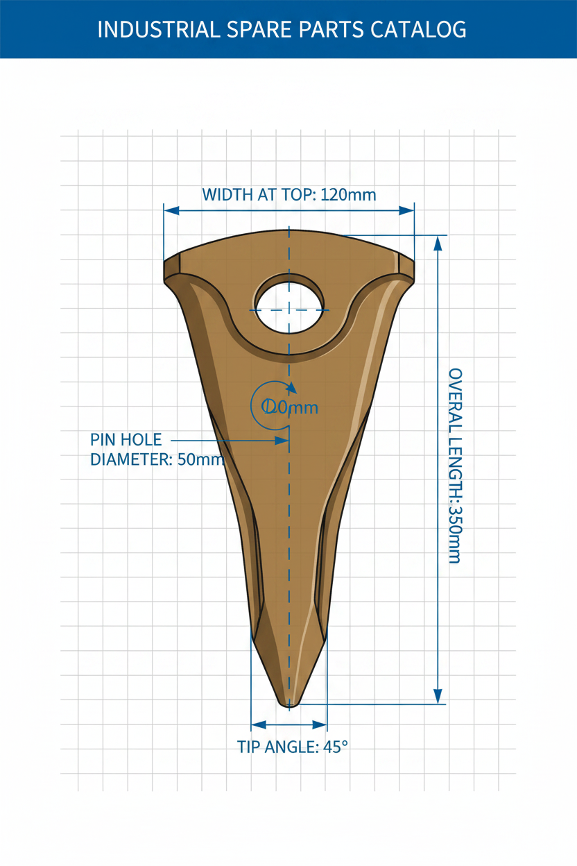 XCMG XE215C Bucket Teeth - Dimension Diagram