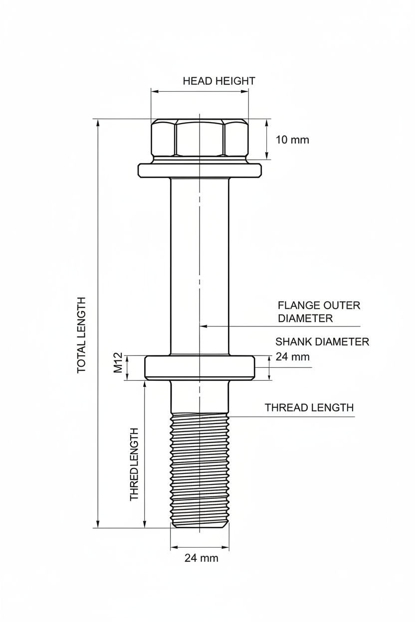 Main Bearing Bolt 614010217 - Dimension diagram
