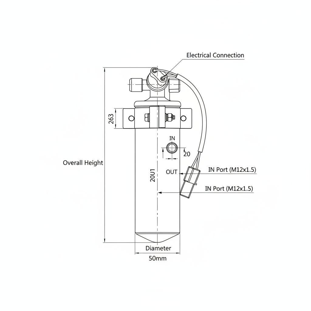 AC Liquid Reservoir - Dimension Diagram