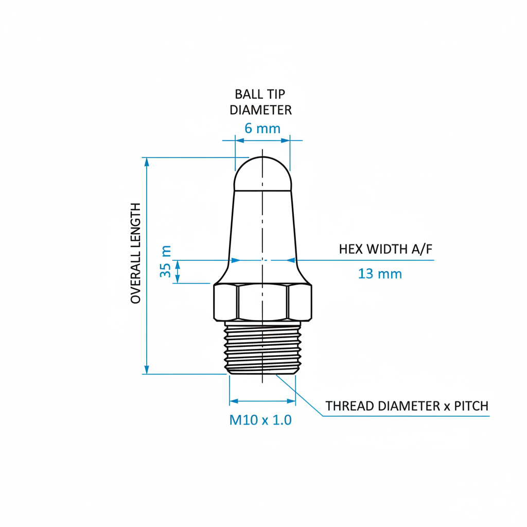 Grease Nipple 801100336 - Dimension diagram