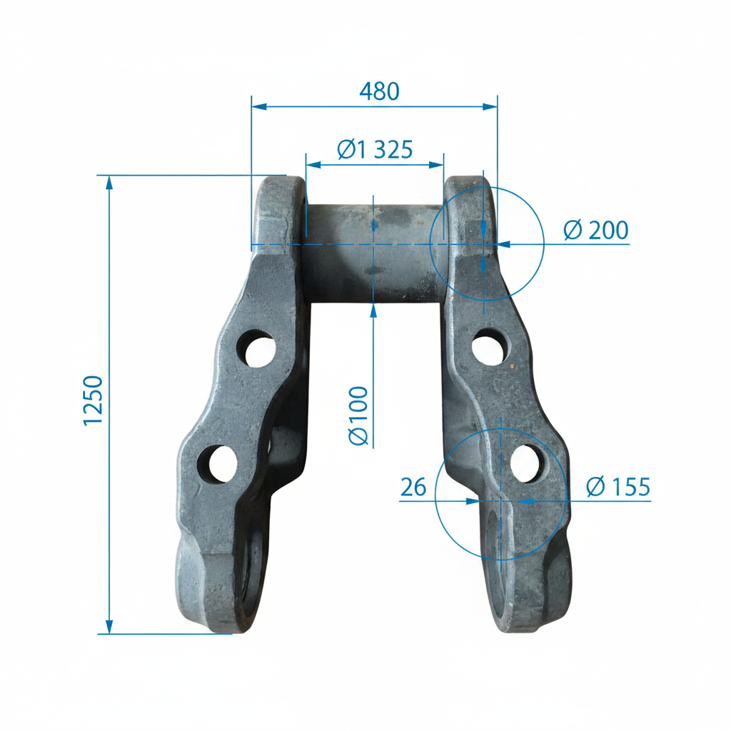 XCMG XE215C Track Chain Link - Dimension Diagram