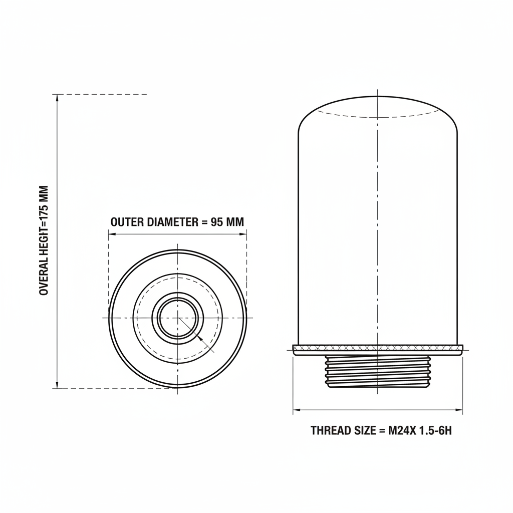 Hydraulic Oil Filter Element 11004917 - Dimension diagram