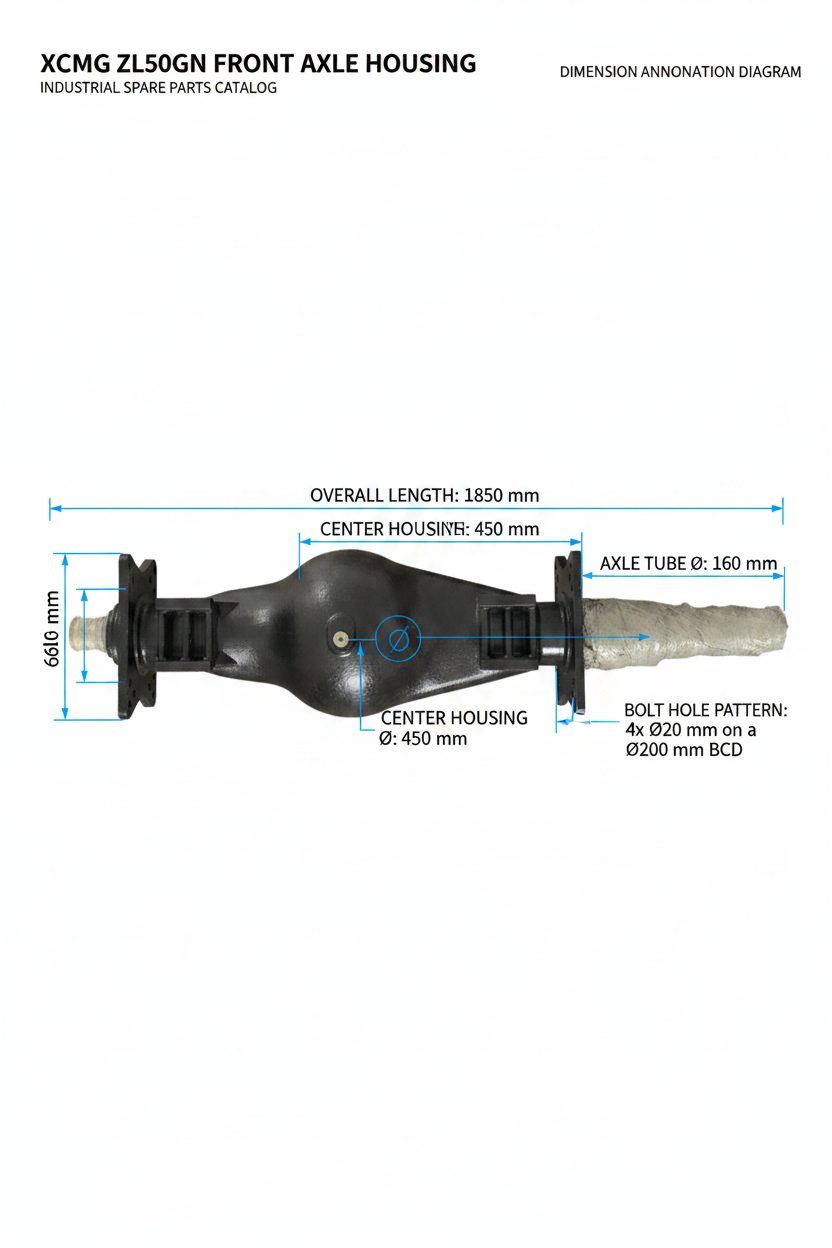 XCMG ZL50GN Front Axle Housing - Dimension Diagram