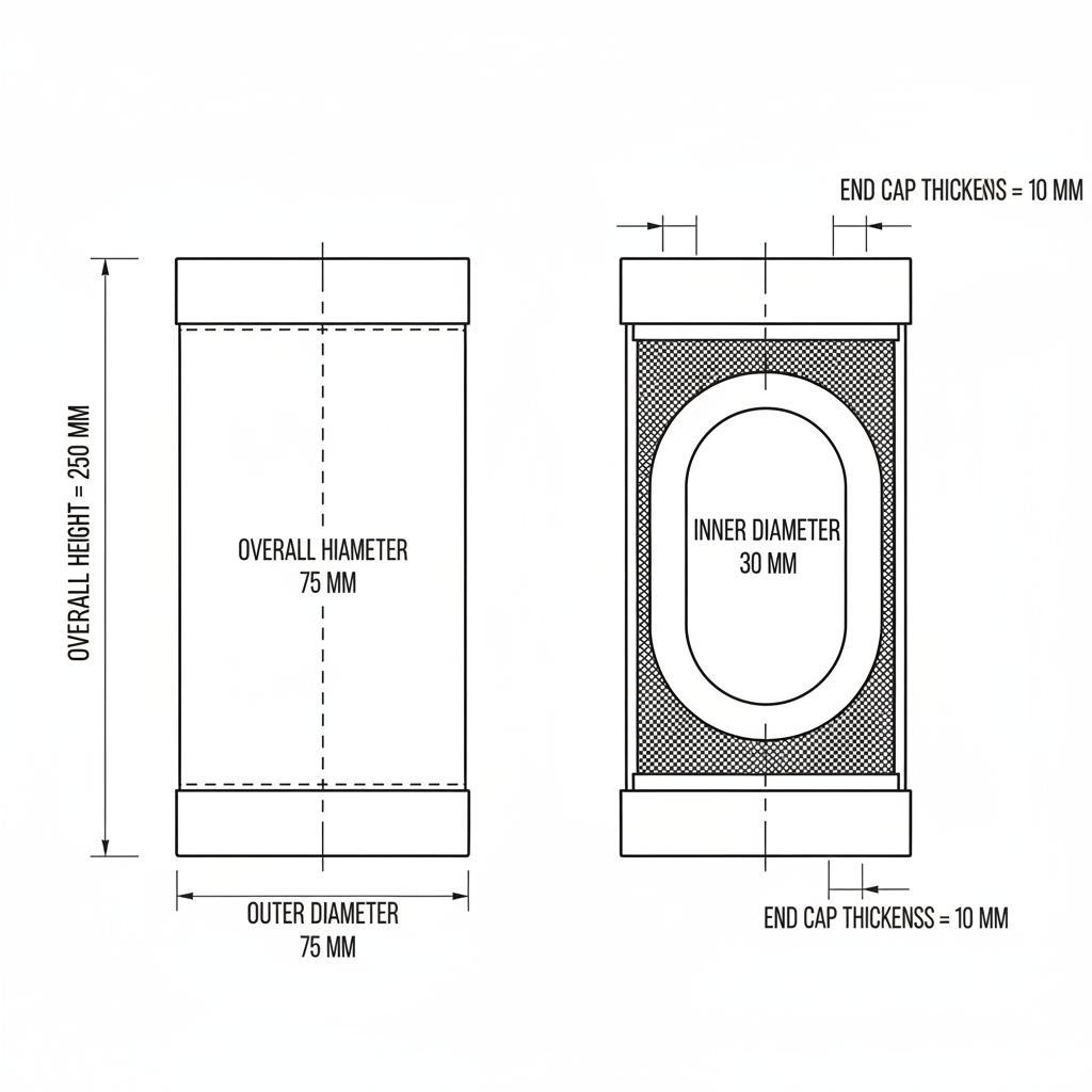 Hydraulic Filter Element - Dimension diagram