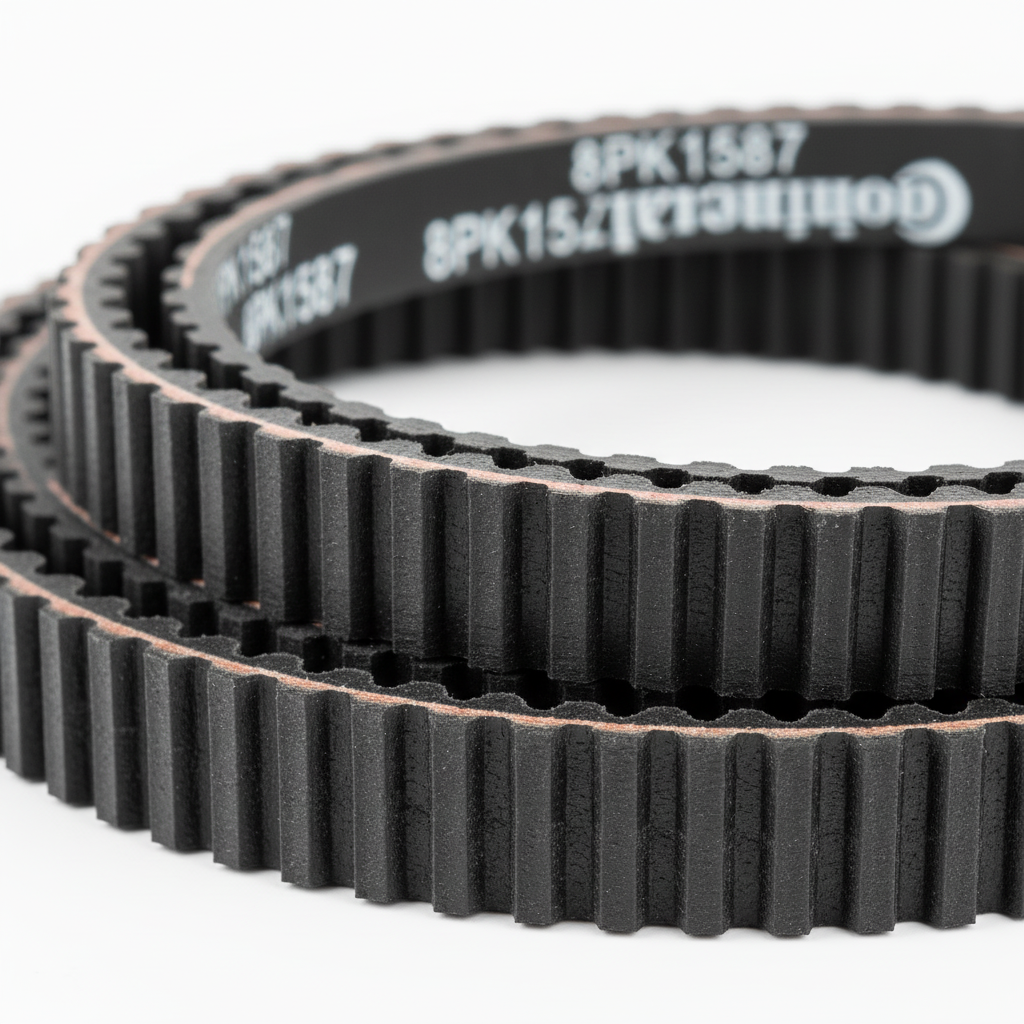 8PK1587 Poly V-Belt - Side profile view