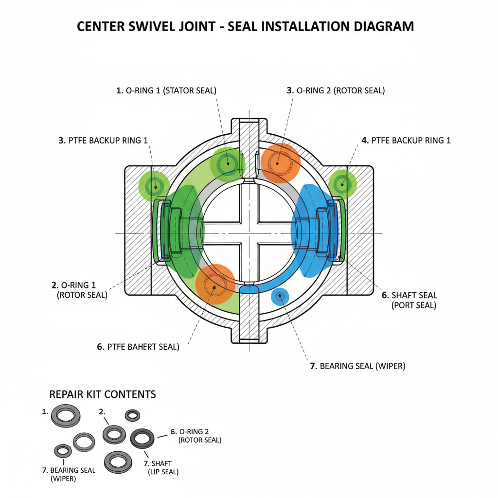 Center Swivel Joint Repair Kit 860150938 - Installation diagram